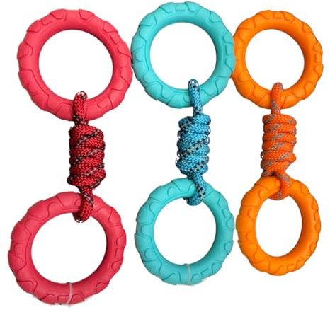 Zvire Double Ring Dog Tug Toy with Rope – 25cm, Durable Play Toy For Small Dogs – Ideal for Chewing and Tugging -1PC