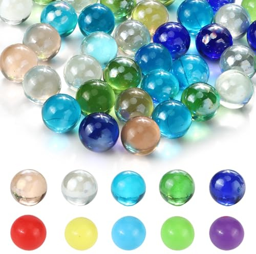 HO-SFSM 100 Pezzi Biglie, Biglie Colorate in Vetro, Marmo di Vetro Giocattoli Tradizionali, per la Decorazione di Giocattoli/Giochi/Pesci/Piante, Diametro 16 mm