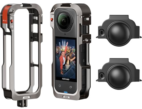 AMAZEAR metallskyddsfodral för Insta 360 X5-tillbehör, för Insta 360 X5 multifunktionell ram Starkare konstruktion Aluminiumkorg med snabbkopplingslås, olika expansionsfästen