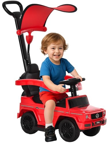 HOMCOM Macchina a Spinta per Bambini 12-36 Mesi con Licenza Mercedes-Benz G350, Giocattolo Macchina Cavalcabile con Tettuccio e Maniglia di Spinta, 85.5x40.5x95 cm, Rosso