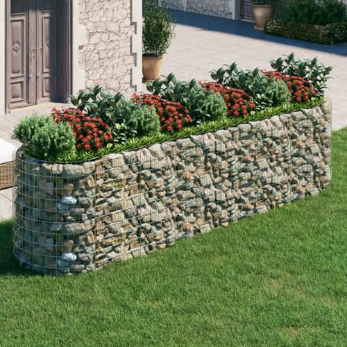 Panier de Gabion, Gabion pour Pierre Panier à Pierre Lit surélevé à gabion Fer galvanisé 400x100x100 cm