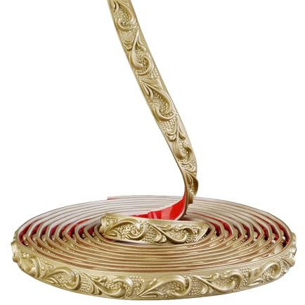 Zayejod Moldura autoadhesiva para despegar y pegar, borde de papel tapiz 3D, bordes y bordes de azulejos, líneas de pared adhesivas para borde de espejo, pared de fondo de TV (oro champán, 2 cm de