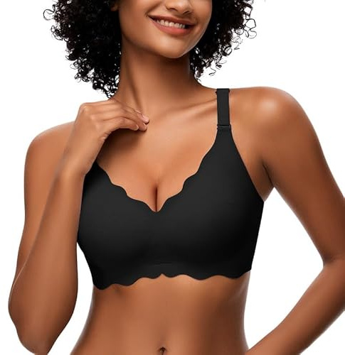 Cavotor Wireless Bras for Women Seamless Soft Comfort Bralettes with Bra Extender (248-Black,3XL)