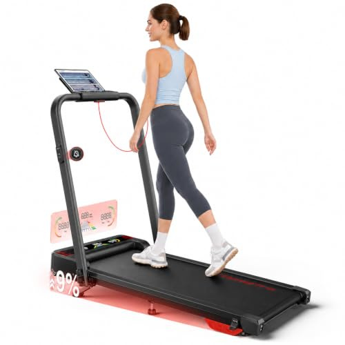 Klappbares Laufband mit Steigung für Zuhause & Büro – 9% manuelle Neigung, All-in-1 Walking Pad für klappbar, 1–12 km/h, kein Aufbau nötig, LED-Doppelanzeige, Walkingpad mit App & Fernbedienung | 1 - 12 km/h, 120 kg, Doppel-LED-Display, 9% manuelle Neigung, mit App und Fernbedienung, keine Montage erforderlich