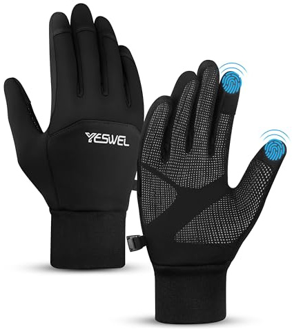 YESWEL Gants Doublure Chauffants Thermiques de Cyclisme à Écran Tactile Coupe-Vent pour la Conduite sous Le Climat Froid (Noir, M)