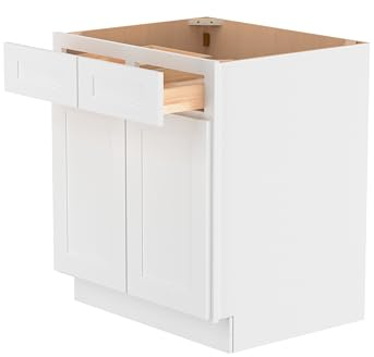 Furinno Shaker Drawer Base Kitchen Cabinet with 2-Doors, Ready to Assemble, 24 D x 30 W x 34.5 H, White