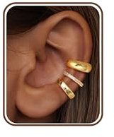 Adramata 3 par öronmanschett för kvinnor, hållösa örhängen, hypoallergeniska klämmor, justerbara öronpiercingar för helix brosk silver/guld