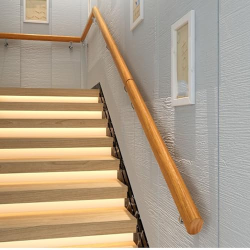 Pasamanos redondos de madera para escaleras interiores, barras de soporte de escalera resistentes, pasamanos de seguridad para ancianos y niños