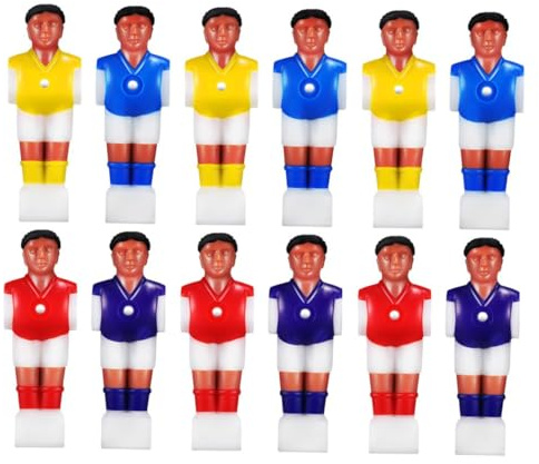 DECORNIJIA 12 pezzi Giocatori Calcio Balilla in Accessori per Biliardino da Tavolo Figure da Calcio in Plastica Colorate Blu Giallo Rosso e Ricambi Affidabili e Durevoli per Partita Precisa