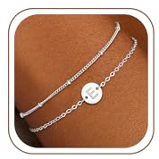 SLOONG Einschulung Geschenk - Armband mit Buchstaben für Frauen Mädchen | Vergoldet/Versilbert Armband Hypoallergen Armbänder Geburtstagsgeschenk Geschenke für Frauen Mädchen Kinder Schmuck