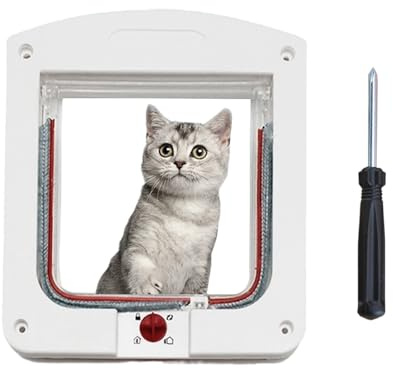 Porticina per Gatti Bianco 2 Pezzo Viene Fornito Con 1 Cacciavite Dimensioni 24×20×3 Cm Porta Gatto per Gatti Gattini Cani Di Piccola Taglia