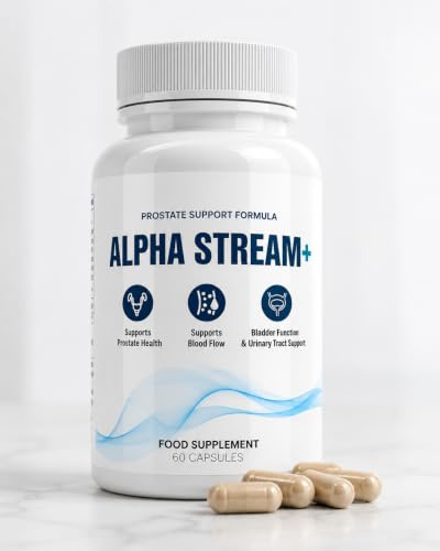 Alpha Stream+ Prostate Support Formula | Men's Daily Food Supplement | Supports Prostate Health, Healthy Blood Flow & Bladder Function | 60 Capsules | Made in UK