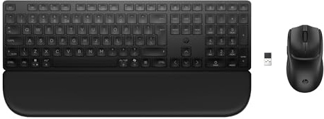 HP 580C Combo Tastiera e Mouse Wireless Multidispositivo con Poggiapolsi Magnetico (Bluetooth, 2,4 GHz, 22 Tasti Programmabili, Tasto Copilot, Mouse 4000 DPI) QWERTY Italiano, Nero