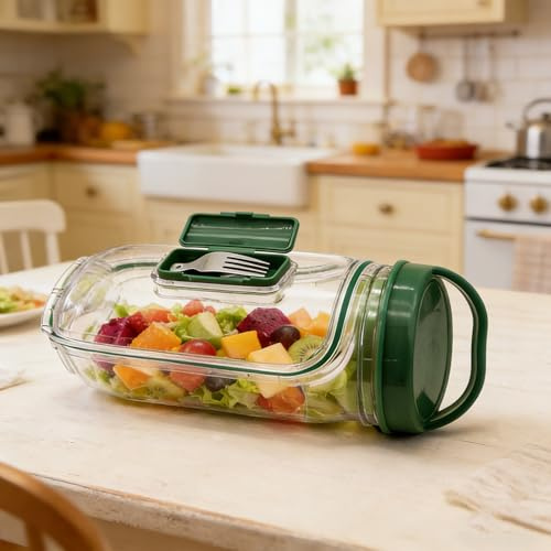 Zephylix The Original Salad Pod, Portable Salad Container with fork, With Leakproof Dressing Compartment, Suitable for Home, Outdoor, Travel Meal Preparation,1PCS