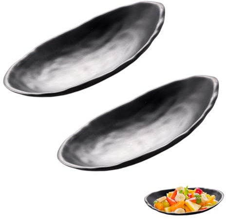 GETRICH 2 Piezas Bandeja Negra para Llaves, Bandeja Decorativa, Cuenco para Llaves Negra Mate para Pasillo Monedas, Joyas, Baratijas, Oval, 19.4 * 12.6 cm