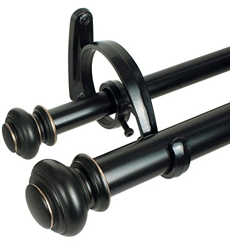 Decopolitan - Juego de Doble Barra de 2,54 cm para Ventana, terminales en Forma de urna, Metal, Bronce Envejecido, 36 to 72