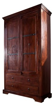 MASSIVMOEBEL24.DE | Oxford Schrank Akazie 107x50x188, Farbe:Dunkelbraun lackiert, Größe:107x50x188 cm (BxTxH)