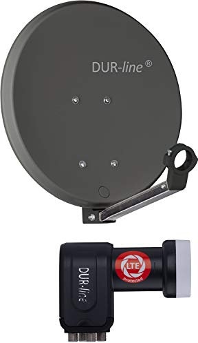 Dur-line DSA, antenna satellitare, 40 cm, con riflettore in alluminio duro ad alte prestazioni, antracite, per campeggio, balcone, barca