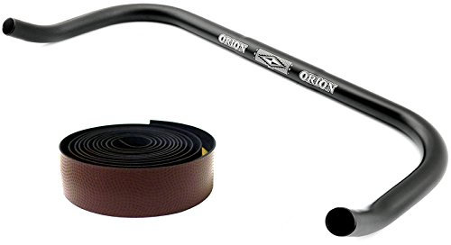 Bullhorn Fixie Singlespeed Lenker 400mm breit Schwarz mit Lenkerband spezial Braun