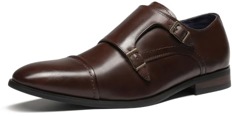 Bruno Marc finskor för män, munk, rem dra-på loafers, Brun, 9