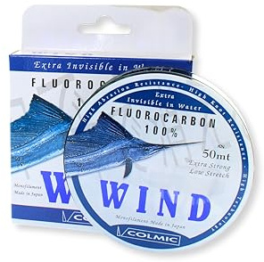 Colmic – Filo Fluorocarbon WIND 100% Invisibile in Acqua – Bobina 50 m – Alta Resistenza, Low Stretch, Extra Strong – Made in Japan – Ideale per la Pesca in Mare e Acque Dolci