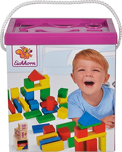 Eichhorn - Cubo 50 bloques de Madera Colores ( 100050161)