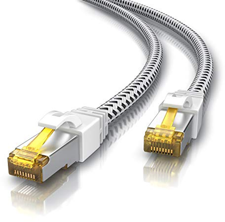 CSL - 15m CAT 7 Netzwerkkabel Gigabit Ethernet LAN Kabel - Baumwollmantel - 10000 Mbit s - Patchkabel - Cat.7 Rohkabel S FTP PIMF Schirmung mit RJ 45 Stecker - Switch Router Modem Access Point