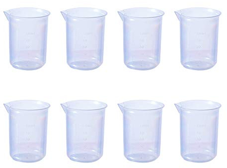 Othmro 8pcs 50ml Plastic Measuring Cups, Small Measuring Jug Plastic Liquid Container Graduated Beaker for Baking Cooking Kitchen Lab Measure Tool