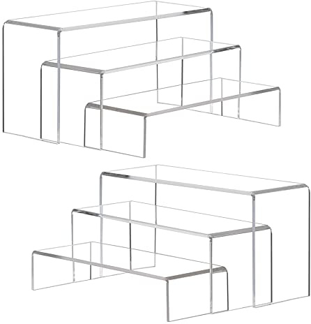 ANDGOO Rialzi per esposizione, 6 pezzi (20,9 cm L ~ 21,9 cm L ~ 21,9 cm) rettangolare in acrilico trasparente espositori da collezione adatti per vendita al dettaglio scarpe vetrine gioielli Funko Pop