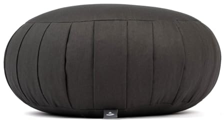 Bodhi Meditationskissen Zafu ECO | Klassisches Traditionelles Yogakissen Rund mit Dehnfalten | Bezug aus 100% Bio-Baumwolle | Hohes Yoga Sitzkissen mit Bio Dinkelfüllung | Sitzhöhe 19 cm
