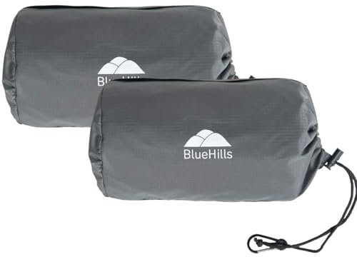BlueHills Ultrakompakte Reisedecke, 2 Stück, groß, weich, gemütlich, tragbar, mit Tragetasche und für Flug, Flugzeug, Auto, Camping, Hotel, grau, C202-2PK-Grau