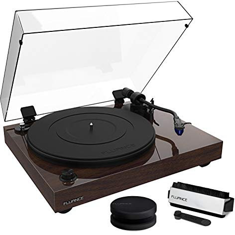 Fluance RT84 Reference High Fidelity Vinyl Turntable Record Player with Ortofon 2M Blue Cartridge, Speed Control Motor, Record Weight, 3 in 1 Stylus and Record Cleaning Vinyl Accessory Kit