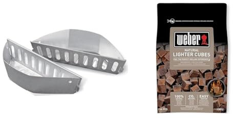 Weber 7403 Char-Basket Charcoal Briquet Holders & 17612 Anzündwürfel braun, ohne Zusatzstoffe, 48 Stück (1er Pack), 38x17x5 cm