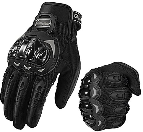 hifrom Motorrad Handschuhe Herren Damen Kinder, Atmungsaktive Touch Screen Fahradhandschuhe, Sport Handschuhe für Motorrad, Radfahren, Camping, Roller (Schwarz, M)