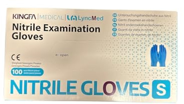 Kingfa | Größe S, M, L | Nitrilhandschuhe blau - puderfrei - Box mit 100 Handschuhen / 100er Box - Einweghandschuhe - Untersuchungshandschuhe - (S)