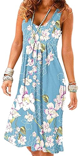 EFOFEI Camicia Estiva da Donna Abiti Tutti i Giorni Abbigliamento da Casa Abiti da Spiaggia Traspiranti Abito Semplice e Confortevole Giglio Blu XL