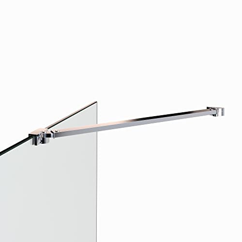 i-flair Barra d'appoggio angolare per doccia da 6/8/10 mm con giunto rotante a 180°, stabilizzatore in acciaio inox V2A, lunghezza 49 cm, per doccia in vetro da 25 m, colore: argento