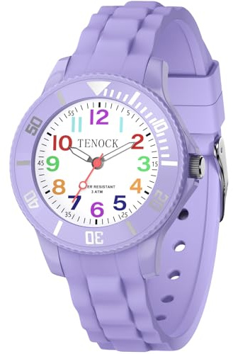 TENOCK Analoge Kinderuhren für Jungen Mädchen Kinderuhren Zeit Lernen 5ATM Wasserdicht Kinderuhr Leicht zu Lesen für Alter 4-12 Kinder Große Geburtstagsgeschenke