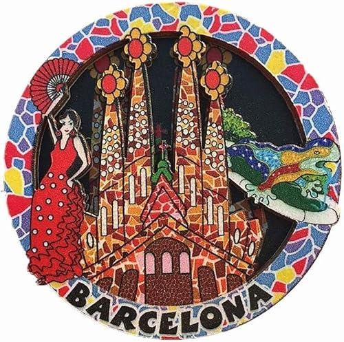 Kühlschrankmagnete,Barcelona Spanien Holz Kühlschrankmagnet Reise Souvenir Geschenk Sammlung Home Küche Dekoration Magnetischer Aufkleber Barcelona Spanien Kühlschrankmagnet