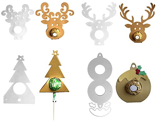 4 Stk Stanzschablone Weihnachten Stanzformen Hirsch Schokolade Grußkarte Stanzformen DIY Bastelarbeiten Stanzschablonen 3D Prägeschablonen für DIY Scrapbooking Album Kartenherstellung Fotoalbum Deko