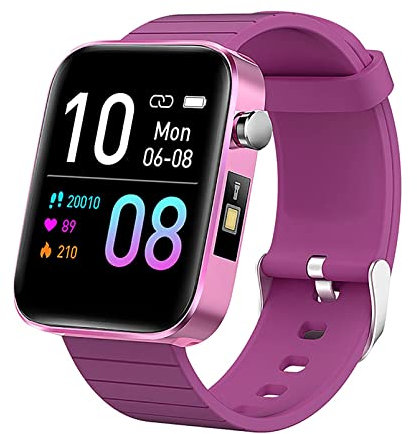 QESTO DSD T68 Montre de sport pour femme avec moniteur de température, d'oxygène dans le sang, de pression artérielle et de fréquence cardiaque avec lampe de poche, podomètre (D)(A)