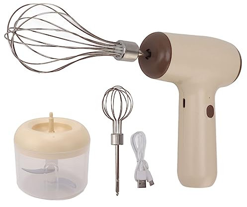Pssopp Frullino Elettrico Per Le Uova, Design Wireless, Facile Smontaggio E Installazione, Tritatutto Per Aglio, 2 Velocità, Beige, ABS E Acciaio Inossidabile