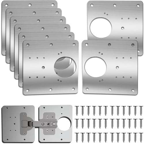Armario placa de reparación de bisagras，8Piezas Placa de Reparación de Bisagrasre paración con tornillos de 48fijación para muebles de madera, cocina, armarios, muebles