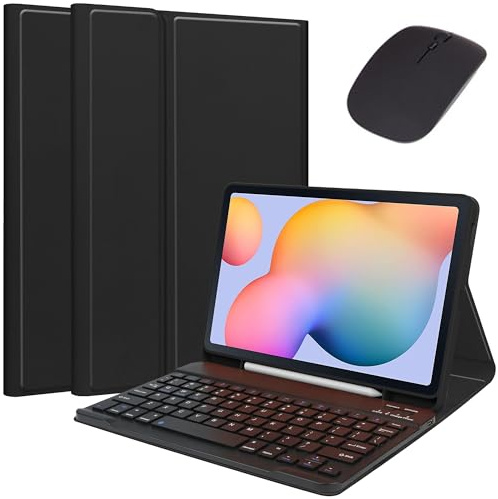 kaidisen Keyboard Case Mouse for Galaxy Tab A8 10.5 inch Tablet Model SM-X200/X205/X207, Detachable Cute Color Keyboard Case with S Pen Holder，Black