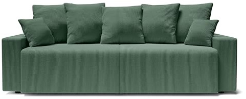 BAÏTA Sofa Alma rechts, umklappbar, Cordstoff, Grün, 3-Sitzer, mit Aufbewahrungstruhe