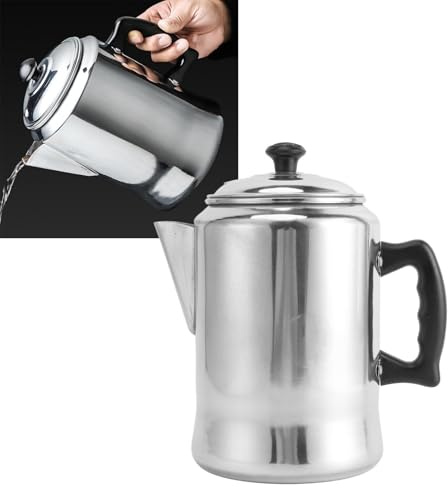 Percolator Coffee Maker Pot, 3L Aluminium Alloy Stove Top Coffee Percolator Tea Kettle Hot Water Steam Kettle Camping Teapot Coffee Maker with Lid Non Drip Spout for Home Outdoor