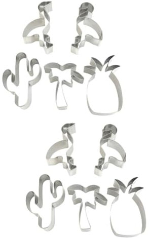 TOPBATHY 10pcs Unique Shapes Cookie Cutters Flamingo Cactus Pineapple Tree Stainless Steel Baking Tools Safe for Food Use for DIY Fondant Decorations