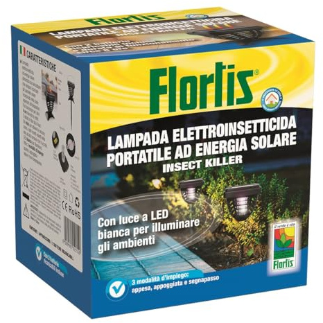 Flortis Insect Killer. Lámpara energía Solar. Lámpara electroinsecticida portátil Solar. Desacostumbrante ultrasónico y Ondas electromagnéticas. Luz Ambiente y antimosquitos. contra Mosquitos.
