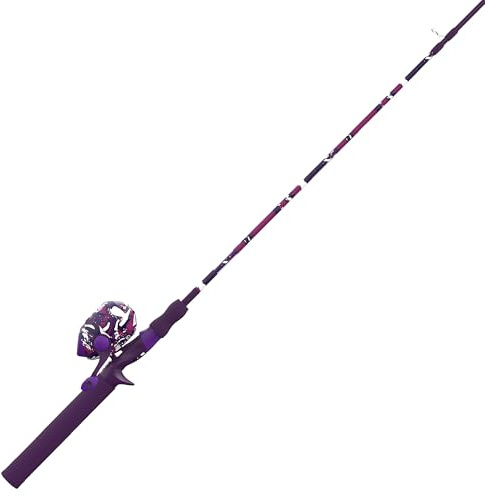 Zebco Splash Spincast Reel and Fishing Rod Combo, 6-Foot 1-Piece Fiberglass Rod, Medium Power, Moderate Action, Size 20 Reel, Tidepool Purple