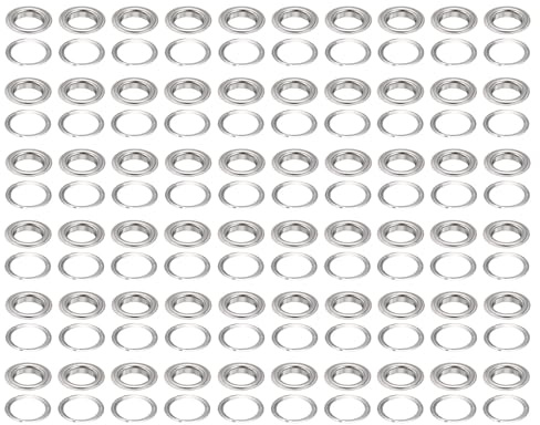 QUARKZMAN Kit D'Outils pour Œillets 200Pcs 14mm en Métal Argenté | Kit D'Œillets en Métal pour Chaussures Vêtements Cuir Tissu Ceinture Diy